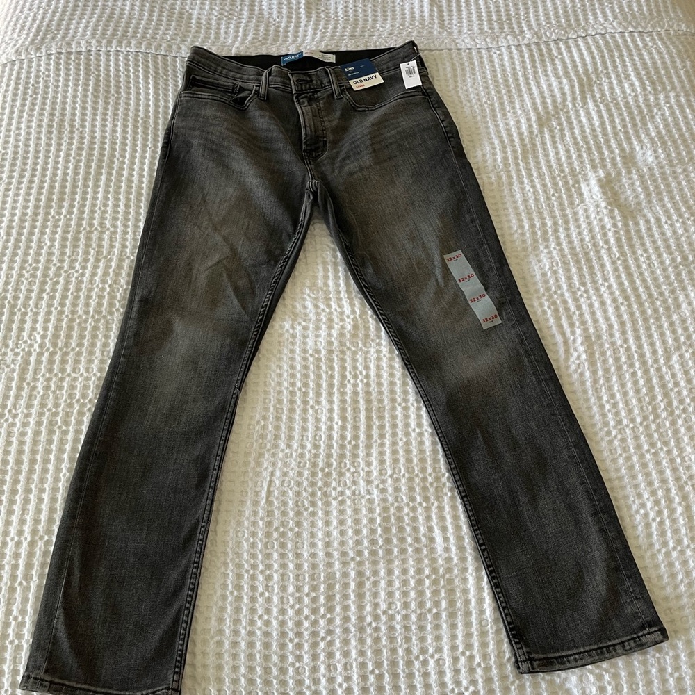 Old Navy Gray Slim Jeans with Modern Distressed Look